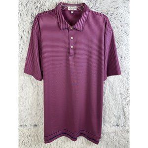 Peter Millar Summer Comfort Polo Shirt Men XL Purple Pinstripe Short Sleeve Golf